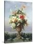 Elegant Vase of Flowers on a Ledge-Edouard Muller Rosenmuller-Stretched Canvas