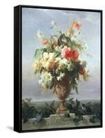 Elegant Vase of Flowers on a Ledge-Edouard Muller Rosenmuller-Framed Stretched Canvas