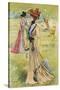 Elegant Woman Dressed According to Latest Belle-Epoque Fashion-null-Stretched Canvas