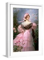 Elegant Woman in a Rose Garden-Felix Hippolyte-lucas-Framed Giclee Print