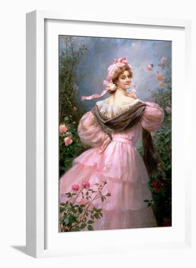 Elegant Woman in a Rose Garden-Felix Hippolyte-lucas-Framed Giclee Print