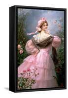 Elegant Woman in a Rose Garden-Felix Hippolyte-lucas-Framed Stretched Canvas