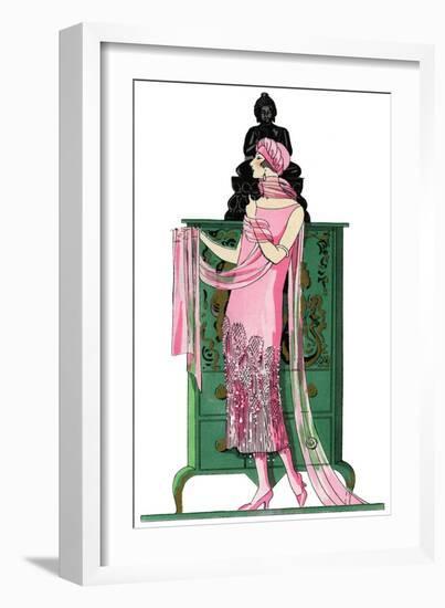 Elegant Woman in Visiting Dress by Beer-null-Framed Art Print