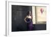 Elegant Woman Looks Hot Air Balloon-olly2-Framed Photographic Print