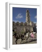 Elegant Woman Riding in Horse and Carriage, Plaza San Francisco De Asis, Havana, Cuba-Eitan Simanor-Framed Photographic Print