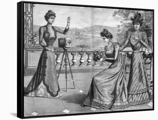 Elegant Women Photoing-null-Framed Stretched Canvas