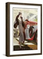 Elegantly Dressed Lady at the Motor Show, Olympia, London-null-Framed Art Print