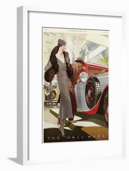 Elegantly Dressed Lady at the Motor Show, Olympia, London-null-Framed Art Print