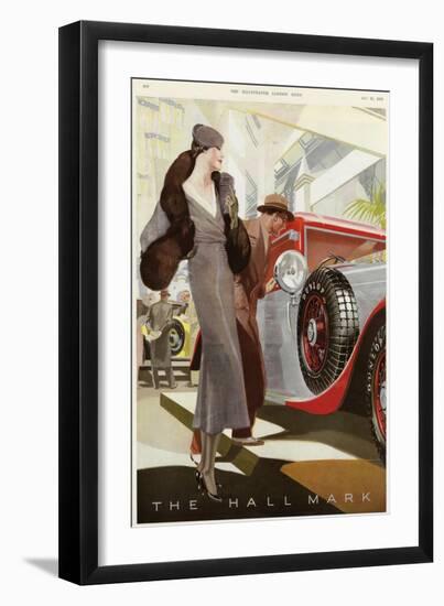 Elegantly Dressed Lady at the Motor Show, Olympia, London-null-Framed Art Print