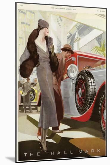 Elegantly Dressed Lady at the Motor Show, Olympia, London-null-Mounted Art Print