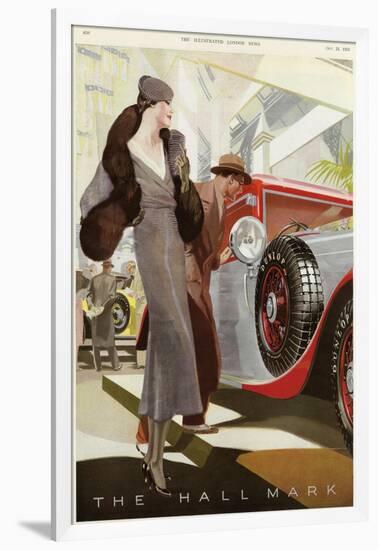 Elegantly Dressed Lady at the Motor Show, Olympia, London-null-Framed Art Print