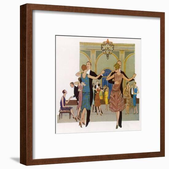 Elegantly Dressed People Dancing-null-Framed Art Print