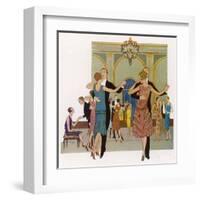 Elegantly Dressed People Dancing-null-Framed Art Print