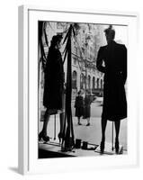 Elegantly dressed Women on Corner of Fifth Avenue and 58th in front of Window of Bergdorf Goodman-Alfred Eisenstaedt-Framed Photographic Print