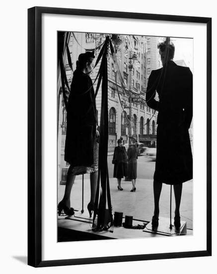 Elegantly dressed Women on Corner of Fifth Avenue and 58th in front of Window of Bergdorf Goodman-Alfred Eisenstaedt-Framed Photographic Print