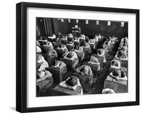 Elementary School Children with Heads Down on Desk During Rest Period in Classroom-Alfred Eisenstaedt-Framed Photographic Print