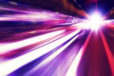 Abstract Image of Speed Motion on the Road at Twilight.-Elenamiv-Photographic Print