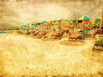 Sandy Tropical Beach in Grunge and Retro Style.-Elenamiv-Art Print