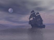 Ghost Boat By Night - 3D Render-Elenarts-Stretched Canvas