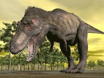 Spinosaurus Dinosaur Hunting a Snake - 3D Render-Elenarts-Laminated Premium Giclee Print