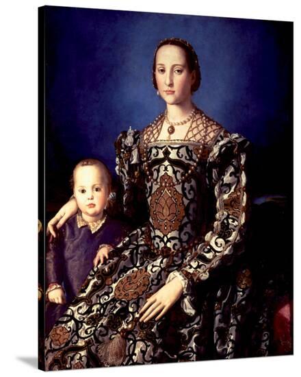 Eleonora of Toledo with her Son Giovanni de Medici-Agnolo Bronzino-Stretched Canvas