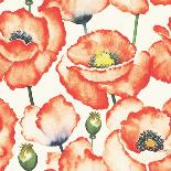 Watercolor Poppy Pattern-Eleor-Framed Art Print