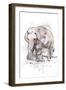 Elephant and Calf, 2014 (Watercolour)-Faisal Khouja-Framed Giclee Print