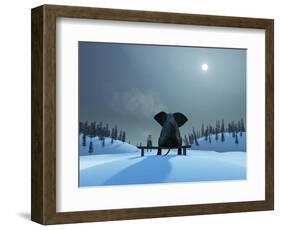 Elephant and Dog at Christmas Night-Mike_Kiev-Framed Photographic Print