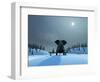 Elephant and Dog at Christmas Night-Mike_Kiev-Framed Photographic Print