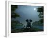 Elephant and Dog Meditate at Summer Night-Mike_Kiev-Framed Photographic Print