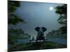 Elephant and Dog Meditate at Summer Night-Mike_Kiev-Mounted Photographic Print