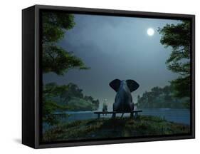 Elephant and Dog Meditate at Summer Night-Mike_Kiev-Framed Stretched Canvas