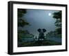 Elephant and Dog Meditate at Summer Night-Mike_Kiev-Framed Premium Photographic Print