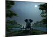 Elephant and Dog Meditate at Summer Night-Mike_Kiev-Mounted Premium Photographic Print