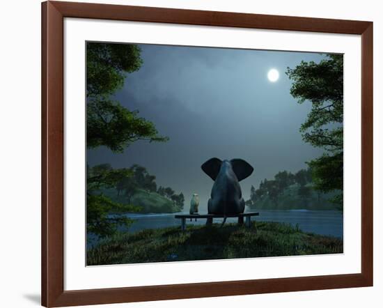 Elephant and Dog Meditate at Summer Night-Mike_Kiev-Framed Photographic Print