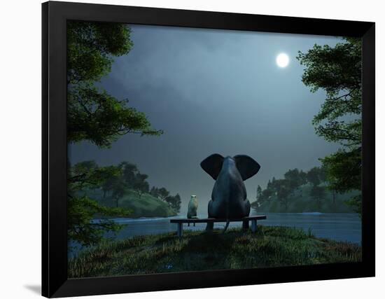 Elephant and Dog Meditate at Summer Night-Mike_Kiev-Framed Photographic Print