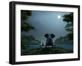 Elephant and Dog Meditate at Summer Night-Mike_Kiev-Framed Photographic Print