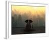 Elephant and Dog Sit on the Roof of a Skyscraper-Mike_Kiev-Framed Photographic Print