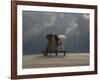 Elephant And Dog Sit Under The Rain-Mike_Kiev-Framed Photographic Print