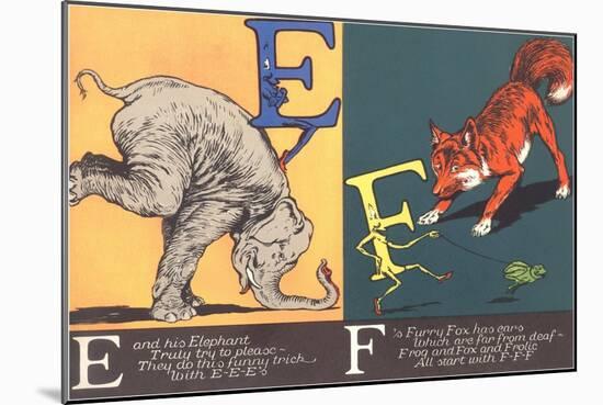 Elephant and Fox-null-Mounted Art Print