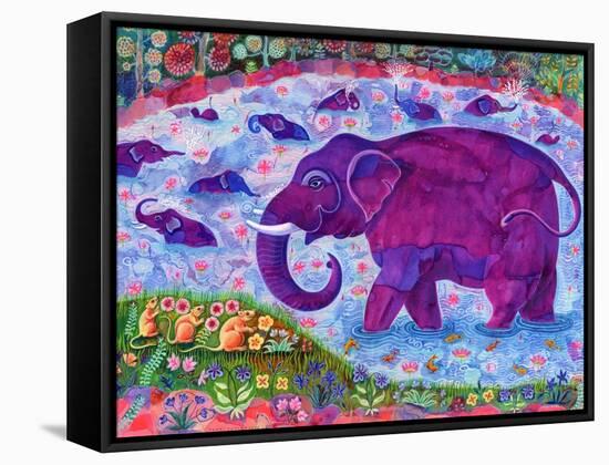 Elephant and mice, 1998,-Jane Tattersfield-Framed Stretched Canvas