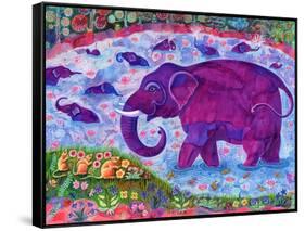 Elephant and mice, 1998,-Jane Tattersfield-Framed Stretched Canvas