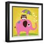 Elephant and Owl with Umbrella-Nancy Lee-Framed Art Print