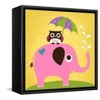 Elephant and Owl with Umbrella-Nancy Lee-Framed Stretched Canvas