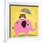 Elephant and Owl with Umbrella-Nancy Lee-Framed Art Print