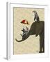 Elephant and Penguins-Fab Funky-Framed Art Print