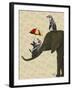 Elephant and Penguins-Fab Funky-Framed Art Print