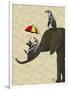 Elephant and Penguins-Fab Funky-Framed Art Print