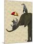 Elephant and Penguins-Fab Funky-Mounted Art Print