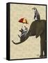 Elephant and Penguins-Fab Funky-Framed Stretched Canvas